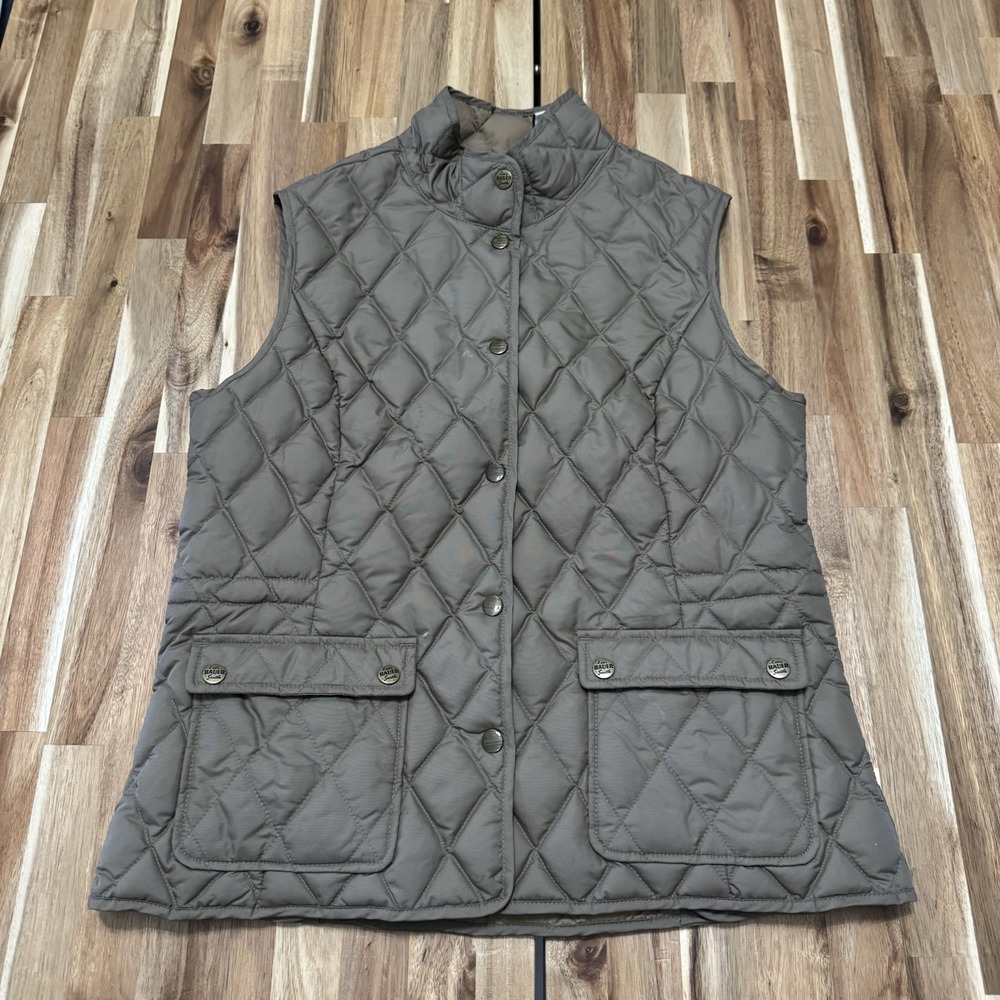 Eddie Bauer Quilted Vest Womens M  Brown Snap Button‎ Goose Down Outdoor